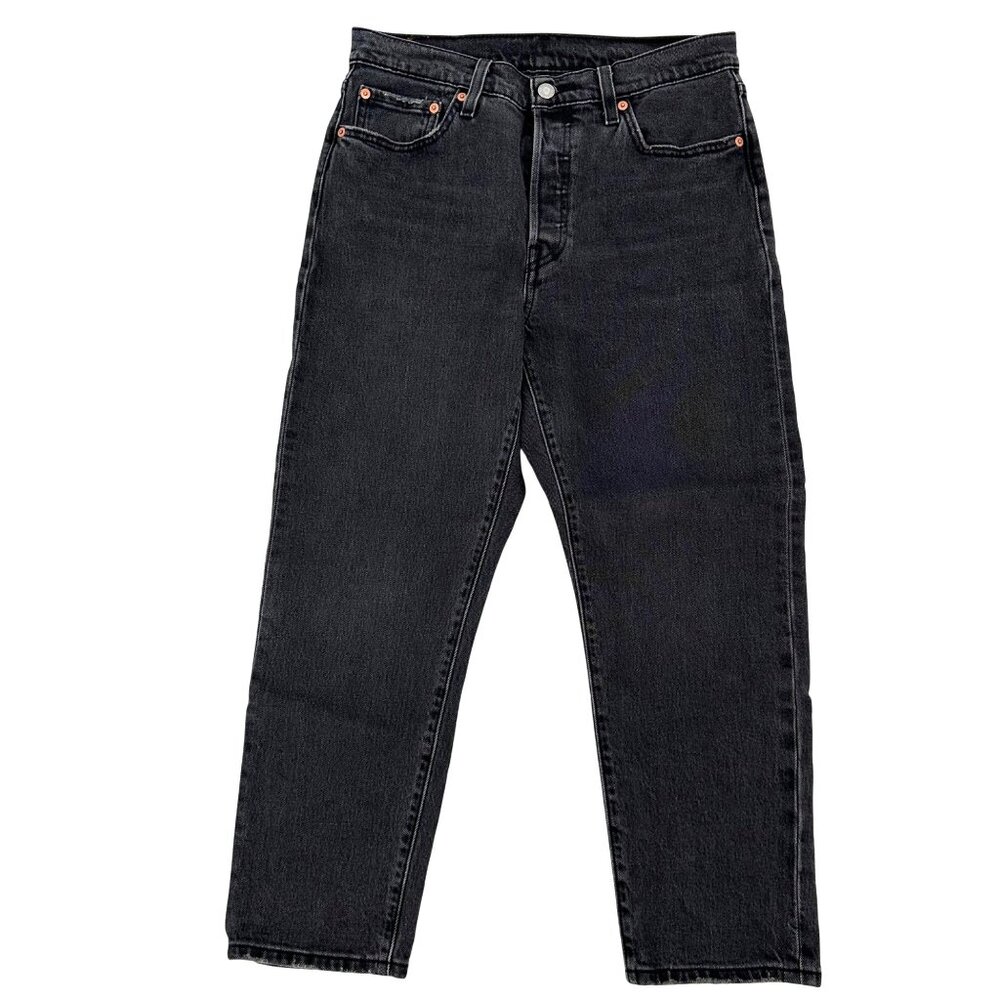 NWT Levis 501 Womens Black Cropped High Rise Straight Denim Jeans W29 L26